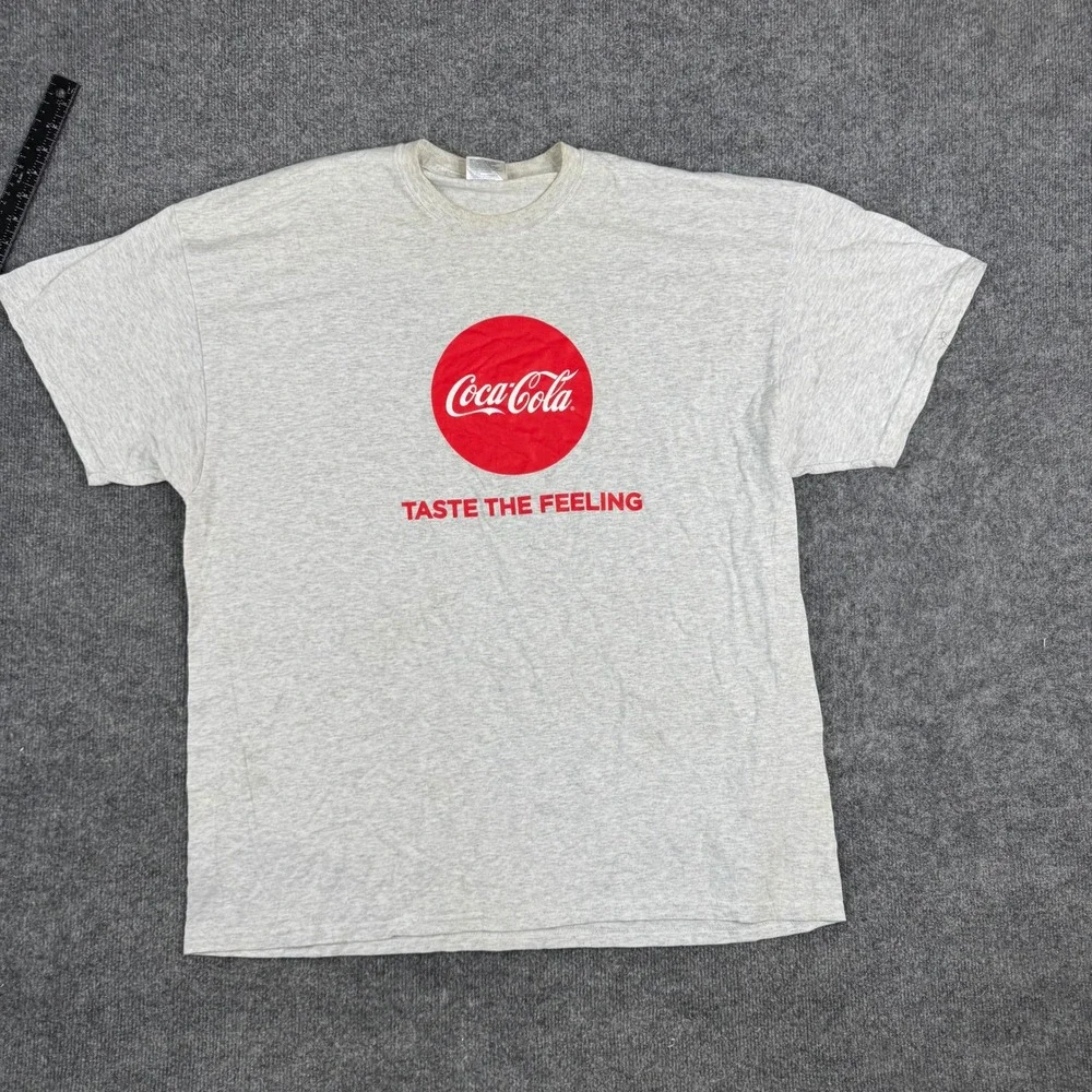 Coca-Cola T-Shirt Mens Size 2XL Gray Taste The Feeling Graphic Short Sleeve Tee